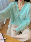 KYLETHOMASW  -   Bow Outwear Women Coats Soft Winter Faux Mink Hair  Chic Elegant Office Lady Warm Streetwear Slim Sweaters