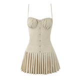 KYLETHOMASW  -  European and American style new slim suspender dress fashionable sexy hot girl pleated skirt