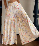 KYLETHOMASW  -  Summer Floral Pants Women's High Waist Loose Thin Wide Leg Skinny Versatile Straight Pants