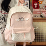 KYLETHOMASW  -  Women Students Kawaii Sweet Backpack Contrast Color Y2k Dots Schoolbags Japanese Cute Cat Wings Preppy Backpacks High-capacity