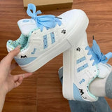 KYLETHOMASW  -  Cute Cat Paw Thick Sole White Sneakers Women Fashion Casual Platform Skate Shoes for Students