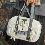 KYLETHOMASW  -  Y2k Aesthetic Women Kawaii Dots Top-Handle Bags Fashion Transparent Plaid Patchwork Shoulder Handbags Streetwear Trendy Ita Bag