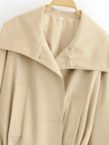 KYLETHOMASW  -  Fashionable And Versatile With Belt Khaki Trench Coat Women Long Sleeve Lapel Collar Autumn Winter Loose Windbreaker