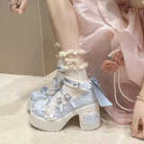 KYLETHOMASW  -  New Princess Shoes with Elegant Temperament Soft Sole Lace Lolita Original Thick Heel Height Increasing Mary Jane Single Shoe