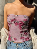 KYLETHOMASW  -  Flower Prints Summer Skinny Straps Tanks Korean Style  Backless HotSwwet New Prints All-Match Tank