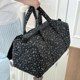KYLETHOMASW  -  Cotton Quilted Travel Bag with Zipper Gym Bag Floral Print Overnight Bag for Women Weekend Travel Shopping