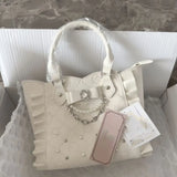 KYLETHOMASW  -  Japanese Sweet Cute Tote Bag Women Bow Pearl Rhinestone Crossbody Bag Ladies Lace Lolita Girl Kawaii Elegant Shoulder Bags Chic