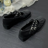 KYLETHOMASW  -  Cross-strap Shallow Mouth Ballet Shoes Women's Summer New Square Head Thick Heel Versatile Mary Jane Pumps High Heels