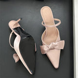KYLETHOMASW  -  Design Style Butterfly-knot Thin High Heels Women Pumps Fashion Pointed Toe Banquet Wedding Female Shoes