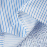 KYLETHOMASW  -  French Casual Suit Women's Summer Blue Striped Off Shoulder Top Low Waist Shorts Two-piece Set Fashion Female Clothes