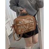 KYLETHOMASW  -  Cartoon Graffiti Mochila Trendy Underarm Mochilas Mujer 2025 New Boston School Bag Fashion Pillow Backpack Sweet Cool Backpacks