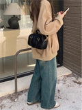 KIylethomasw Vintage Brown Messenger Bag Purse Women Autumn Winter Leather Casual Crossbody Bags Female Retro Hot Girl Y2k Hand Bags