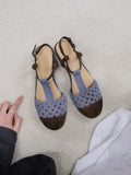 KYLETHOMASW  -  French-style woven head cover breathable sandals for women, 2025 summer new style, casual soft-soled Roman sandals