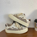 KYLETHOMASW  -  Ladies Mixed Colors Flats Sneakers Round Toe Breathable Vulcanize Platform Shoes Casual Comfy Soft Walking Sneakers