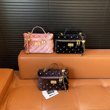 KYLETHOMASW  -  Velvet Diamond Grid Chain Bag Women's High-End Fashion Mini Shoulder Box Bag Urban Simple Style PU Material Daily Match