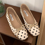 KYLETHOMASW  -  Polka Dot Butterfly-Knot Ballet Flats Women Round Toe Shallow Comfort Casual Dress Shoes Female Satin Elegant Footwear Women