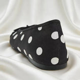 KYLETHOMASW  -  Luxury Designer Ballet Flats Women Bow Decoration Polka Dot Pleated Design Dress Shoes for Girls Elegant Party Mary Jane Shoes