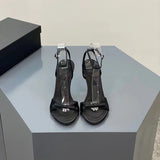 KYLETHOMASW  -  New Sexy Women Sandals Fashion Thin High Heels Open Toe Zipper Dancing Shoes Summer Ballroom Dance Shoes Women