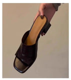 KYLETHOMASW  -  Elegant Women's Sandals High Heels Slippers Summer Woman Shoes 2025 Brand Chunky Dress Open Toe Shoes Fashion Flip Flops Slides