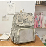 KYLETHOMASW  -  Korean Women Kawaii Ears Backpack Luxury Design Y2k Chic Star Schoolbags for Students Transparent Transparent All Match Ita Bags
