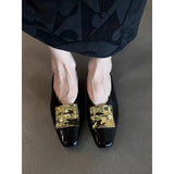 KYLETHOMASW  -  Metal-buttoned Toe, Half-slipper, Female, Inwardly Height-increasing, Square-headed, One-footed, Lazy Person's Drag