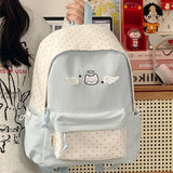 KYLETHOMASW  -  Women Students Kawaii Sweet Backpack Contrast Color Y2k Dots Schoolbags Japanese Cute Cat Wings Preppy Backpacks High-capacity