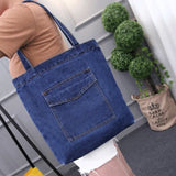 KIylethomasw New Large Capacity Women Shoulder Bags Wild Casual Handbag Street Canvas Denim Shoulder Bag Solid Color Zipper Shopping Bag