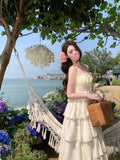 KYLETHOMASW  -  French Holiday Beach Backless Long Dress Women Summer Slash Neck Sleeveless Long Dress Elegant Evening Party Birthday Dresses