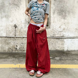 KYLETHOMASW  -  Loose American Style Red Trousers for Teenage Girls Casual Loose Fit Quick Dry Workwear Soldier Pants Men Women New Style
