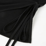 KYLETHOMASW  -  Splicing diagonal collar long sleeved T-shirt with asymmetrical slit design, slimming top for spicy girls