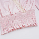 KYLETHOMASW  -  Y2k Summer V Neck Long Sleeve Solid Lace Patchwork Streetwear Slight Strech Women Clothing