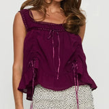 KYLETHOMASW  -  Women Chiffon Y2k Boho Ruffle Crop Tank Top Chic Drawstring Ruch Frilly Square Neck Vest Flowy Peplum Babydoll Shirt Cami Tops