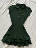 KYLETHOMASW  -  Ruffles Women Dresses Spring Summer Solid Preppy Style Y2k Vestidos Mujer Korean Fashion A-line Vintage Sexy Mini Dress