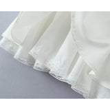 KYLETHOMASW  -  Sexy Beige White Lace Spliced Sling Dress Women Low waist A-line Summer Short Dresses Holiday Party  Robe Cotton