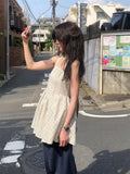 KYLETHOMASW  -  Korean Niche Layered Neck Hanging Plaid Vest Dress Women Summer New Retro Age Reducing Short Dresses