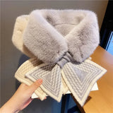 KYLETHOMASW  -  Sweet Hot Girl Faux Rabbit Fur Scarf Women's Autumn and Winter Striped Thick Warm Scarf Fashion Femlae Trendy Accessories