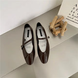 KYLETHOMASW  -  Spring Autumn Flat mary janes shoes woman candy color soft leather ballet flats ankle strap comfy mocaasins for woman