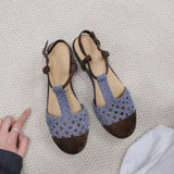 KYLETHOMASW  -  French-style woven head cover breathable sandals for women, 2025 summer new style, casual soft-soled Roman sandals