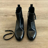 KYLETHOMASW  -  Retro British Style Mid-Calf Boots Metal Belt Round Toe Short Chelsea Boots Autumn Winter New Thick Heel Short Boots for Women