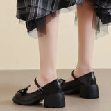 KYLETHOMASW  -  New Style Women Pumps Mary Janes Shoes Fashion Elegant Chunky Platform High Heels Women Shoes Bow Ankle Buckle Party Shoes