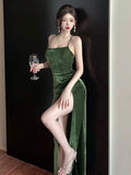 KYLETHOMASW  -  Sexy Backless Womens Dresses Summer Spring Slash Neck Lace-up Bodycon Evening Party Dress Female Slim Split Vestidos Long Robe