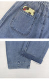KYLETHOMASW  -  Cotton Vintage High Waist Jeans for Women Bohemian Loose Summer Baggy Jean Lady Casual Loose Blue Beach Denim Pants