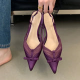 KYLETHOMASW  -  Pink Elegant Women Sandals Low Heel Shoes Fashion Pointed Toe Designer Pumps Slingback Shoes Ladies Stiletto Heels Sandals