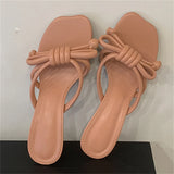 KYLETHOMASW  -  Summer Open Toe Women Slippers Design Style Narrow Band Butterfly-kont Low Heels Shoes Fashion Zapatos De Mujer