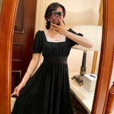KYLETHOMASW  -  French Summer New Women's Pearl Hepburn Dress Salty or Sweet Short-sleeved Midi Skirt