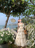 KYLETHOMASW  -  French Holiday Beach Backless Long Dress Women Summer Slash Neck Sleeveless Long Dress Elegant Evening Party Birthday Dresses