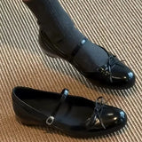 KYLETHOMASW  -  Loose-style Black Round-toe Flat Shoes Autumn New Comfortable Commuter Shallow Shoes Spring New Style