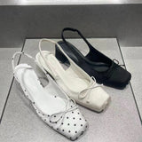 KYLETHOMASW  -  Polka Dot Thick Heel Women Sandals Fashion Cover Toe Singbacks Mules Pumps Elegant Party Dress Female Slip On Sandalias