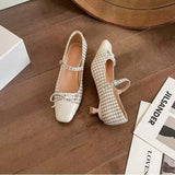 KYLETHOMASW  -  Shoes Woman Mixed Colors Autumn Bow-Knot Casual Female Square Toe New Buckle Moccasin Women Pumps
