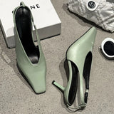 Kylethomasw Elegant Square Toe Women Heels Thin High Heeled Sexy Design Brand Office Casual Women's Backless Women Sandals Zapatos De Mujer